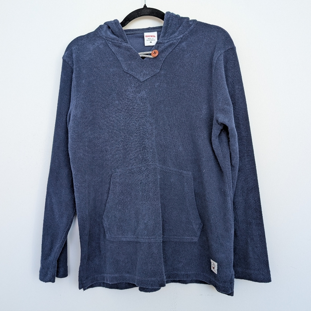 Birdwell Beach Britches Baja Terry Cloth Hoodie Sz M Blue Beach Pool